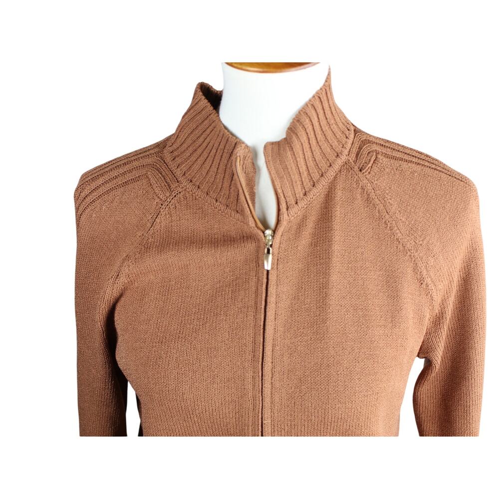 St John Sport Cardigan Womens Small Brown Wool Sweater Full Zip Quiet Luxury - Picture 3 of 7